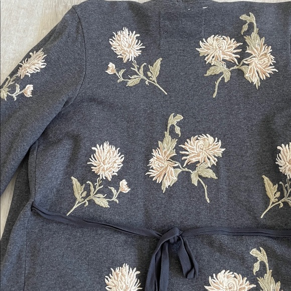 Johnny Was Margarit Wrap Embroidered Cardigan Kimono Gray Womens L Boho Folk - Picture 13 of 13